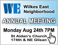Wilkes East Neighborhood Annual Meeting, Monday August 24th 7PM, St Aidan's Church, 174th & NE Glisan