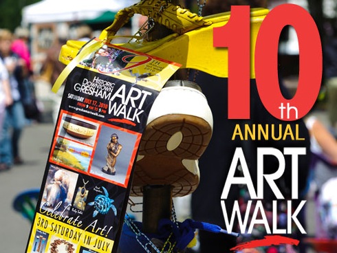 10th Annual Gresham Art Walk in Historic Downtown Gresham July 16, 2011 9AM-5PM. Everthing arts & crafts, garden art, pottery, photography, jewelry, watercolors, textiles, glass, wood, oil paintings and much more. This family event also features live music, entertainment and children's activities. Info here!