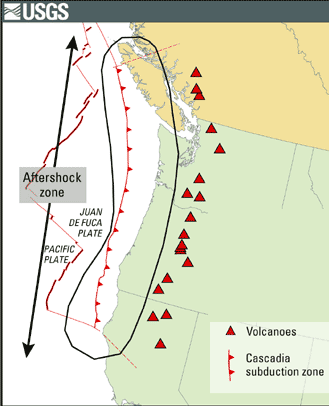 The Cascadia Subduction Zone is 700 miles long, located 100-150 miles off shore of British Columbia, Washington, Oregon and northern California. Info here!