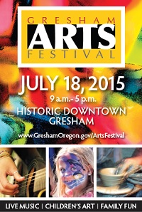 Art In The Heart of the City; Gresham Arts Festival: Sat Jul 18, 2015 9AM-5PM. More than 150 talented artists plus a Guinness World Record Event. Info here!