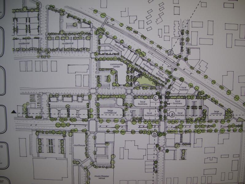 Rockwood Boulevard town center closeup: Univ of Oregon Sustainable Cities Rockwood Redevelopment Design