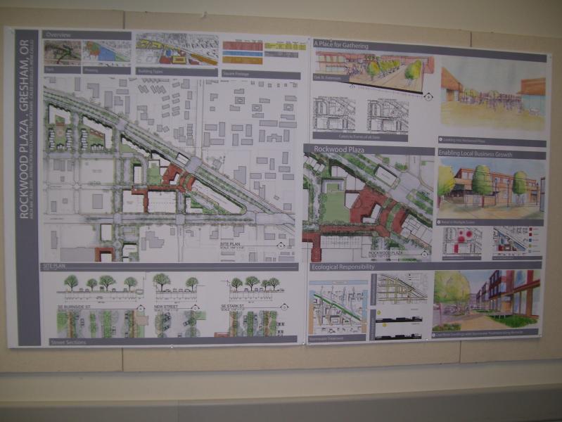 Rockwood Plaza project board: Univ of Oregon Sustainable Cities Rockwood Redevelopment Design